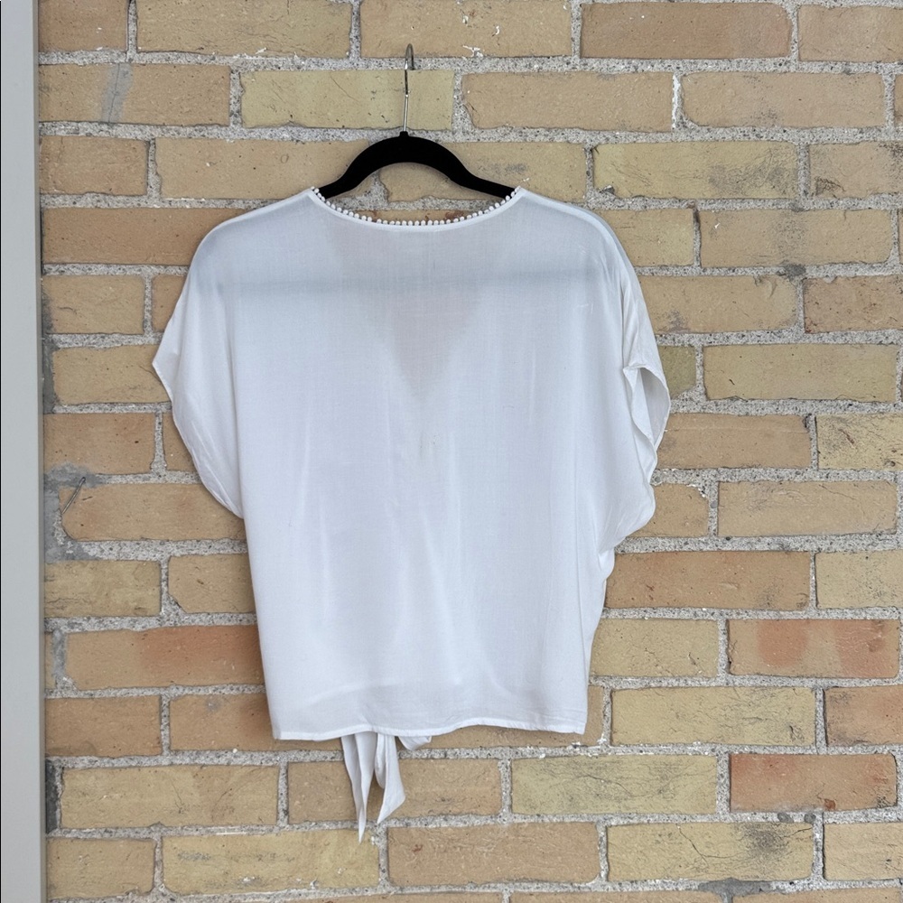 Rag Poets White Wrap Tie Blouse - Picture 3 of 4